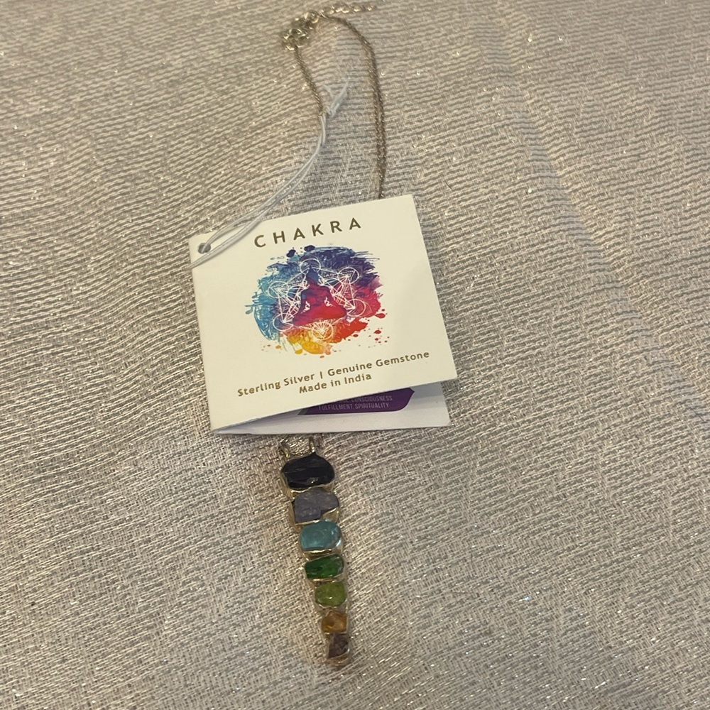 Multi-Stone Sterling Silver Chakra Necklace - Picture 2 of 3